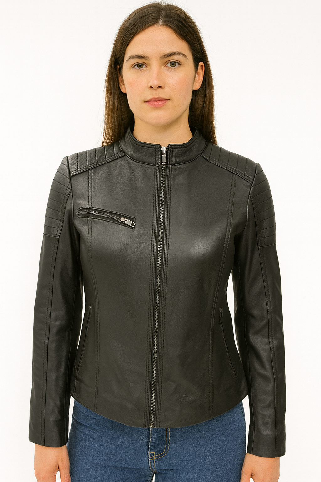 L-1011 Black  Ladies Moto Style Jacket
