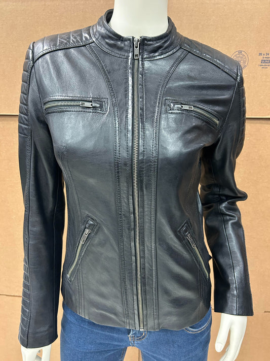 L-1245 Black  Ladies Moto Jacket for Spring