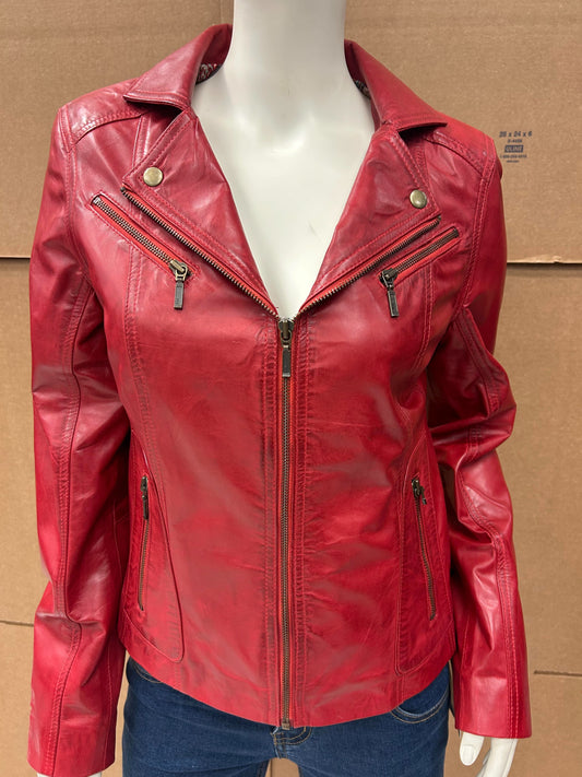 L-009 Red Ladies Biker Style Fashion Jacket