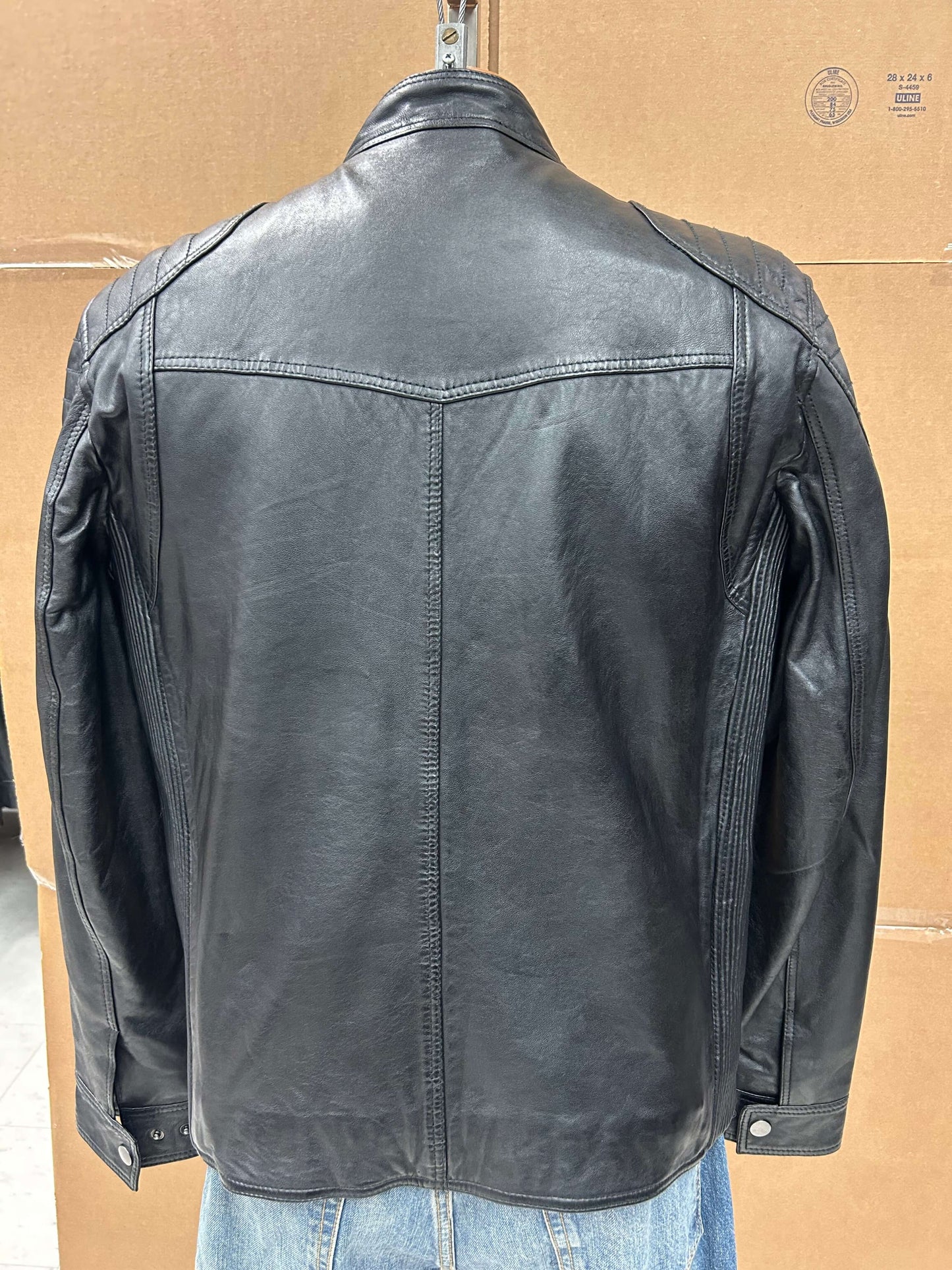 Men's black brown bomber leather jacket Joe Collection Leather Outlet