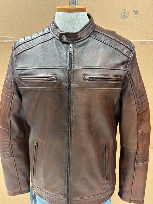 D-Jkt  Men Biker Style Fashion Jacket Brown