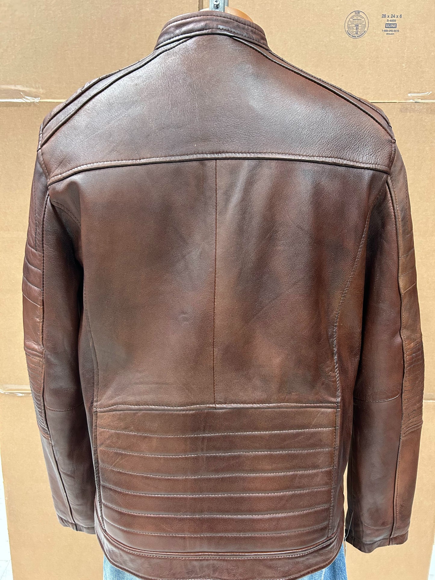 D-Jkt Men Biker Style Fashion Jacket Brown