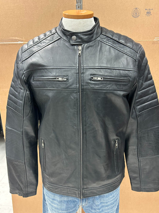 Men’s Black Biker Style Leather Jacket – Premium Lambskin
