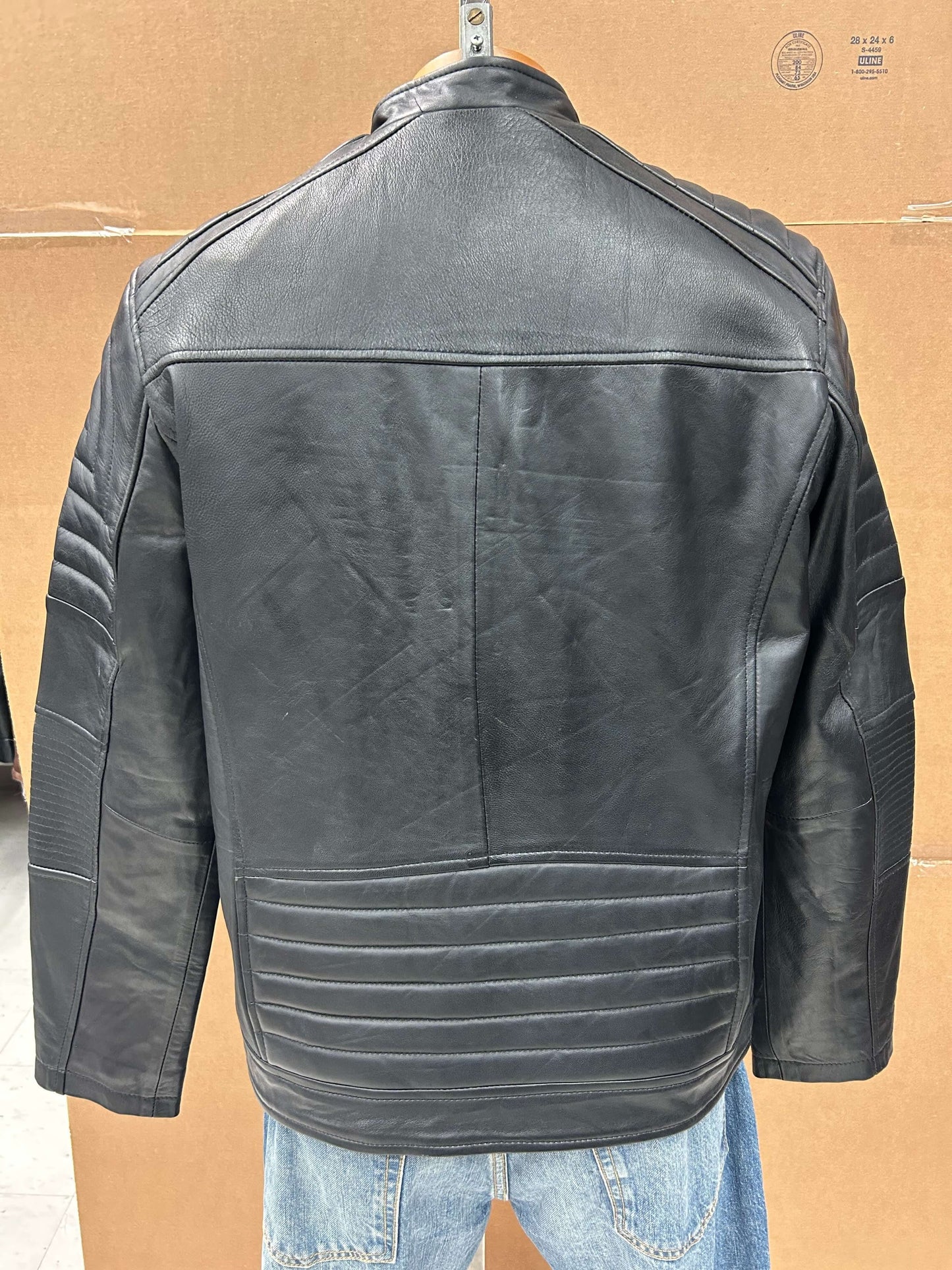Men's black lambskin biker style leather jacket Leather Outlet Canada