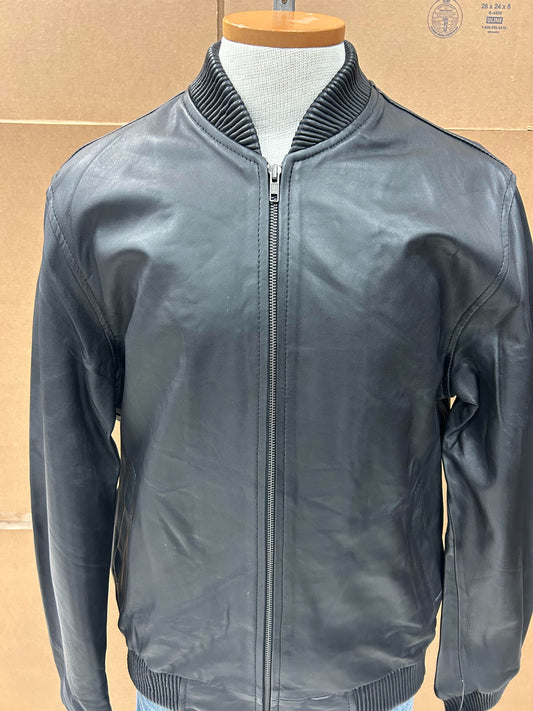 Men’s Black Baseball Style Leather Jacket – Premium Lambskin
