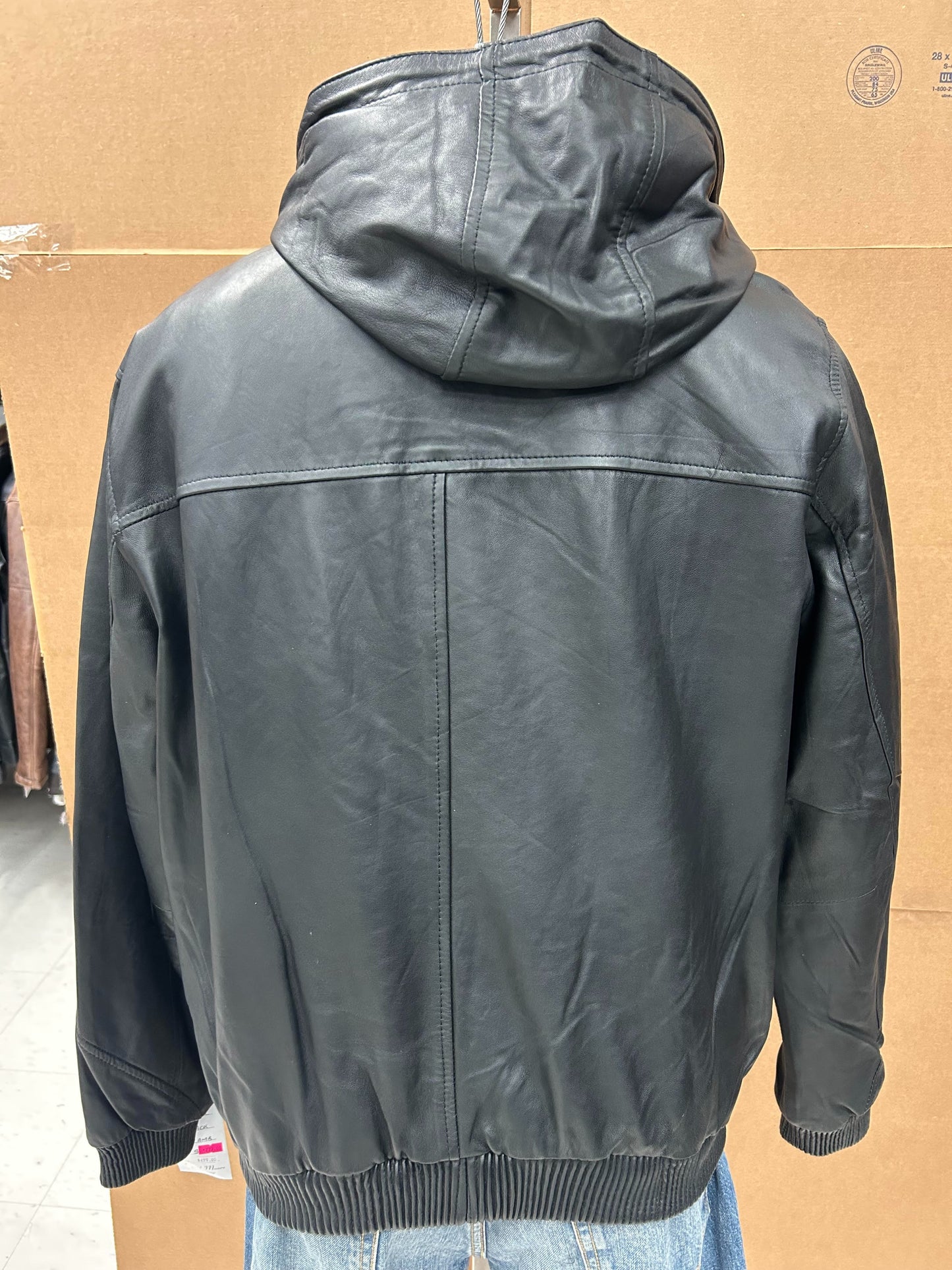 Men’s Baseball-Style Leather Jacket with Hood – M-2000, Lambskin, YKK Zipper