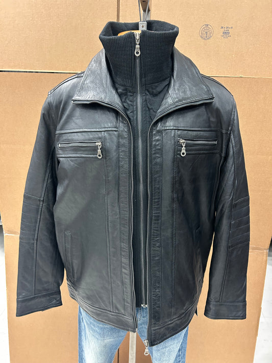 Men’s Black & Brown Leather Jacket – M-213 Premium Style