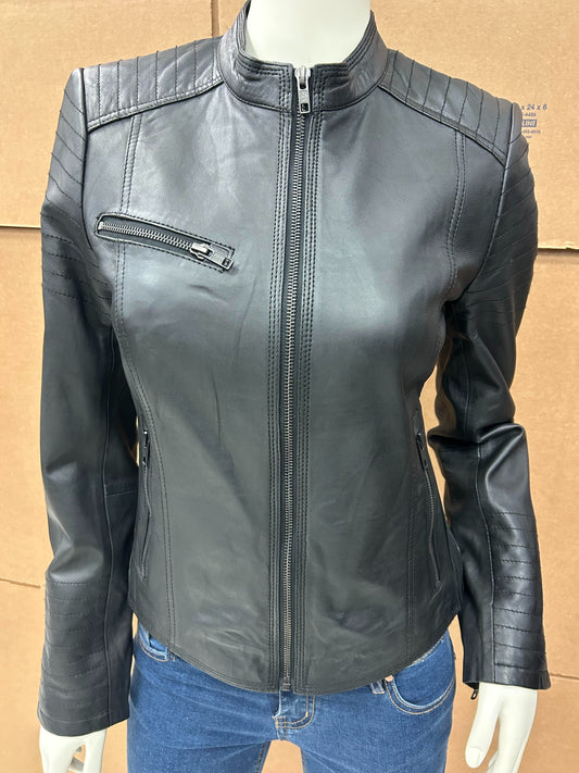 L-1011 Black  Ladies Moto Style Jacket