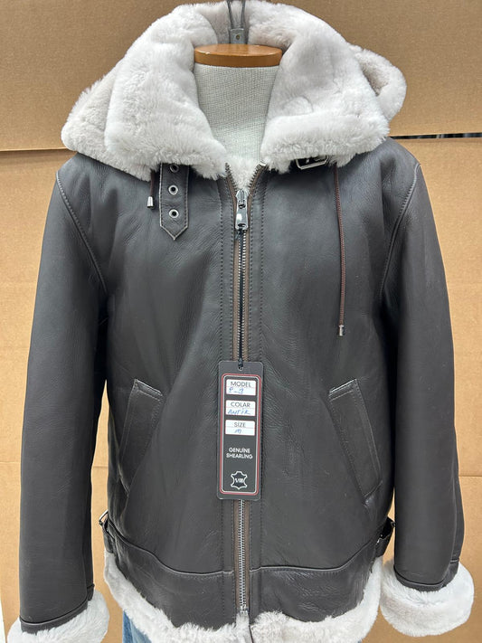 B-3 Sheepskin Shearling Brown with white.