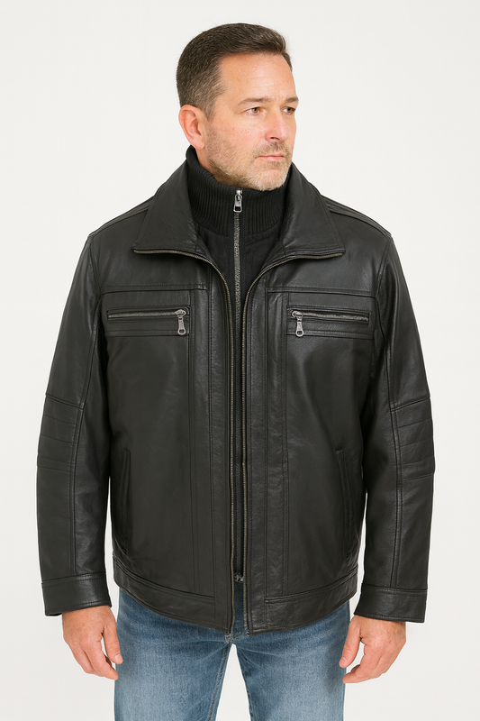 Men’s Black & Brown Leather Jacket – M-213 Premium Style