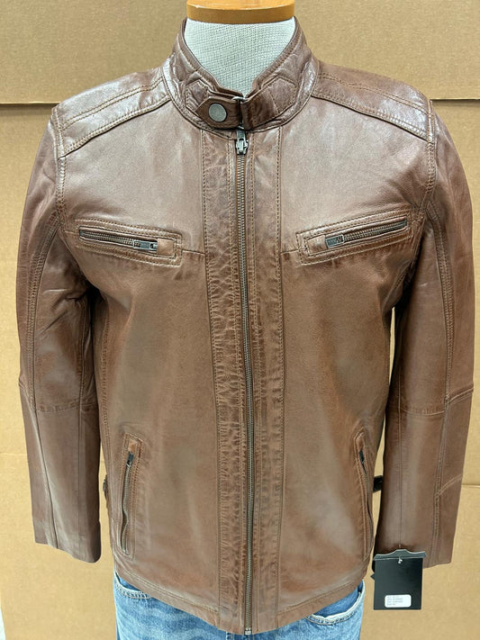 Black Leather Quilted Shoulder Jacket