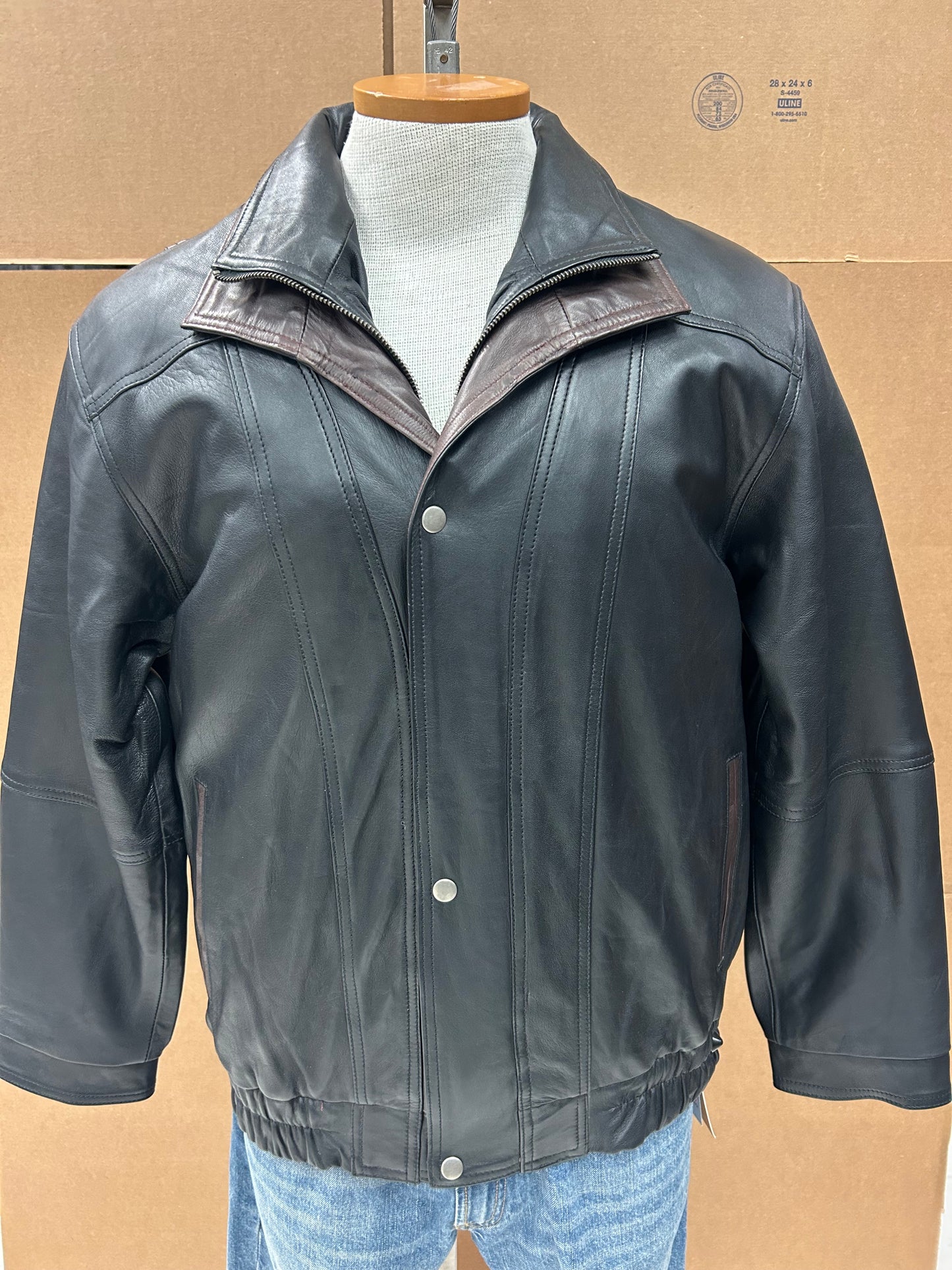 M-109  Men Bomber Jacket Black with Brown contrast and Brown with Brown contrast