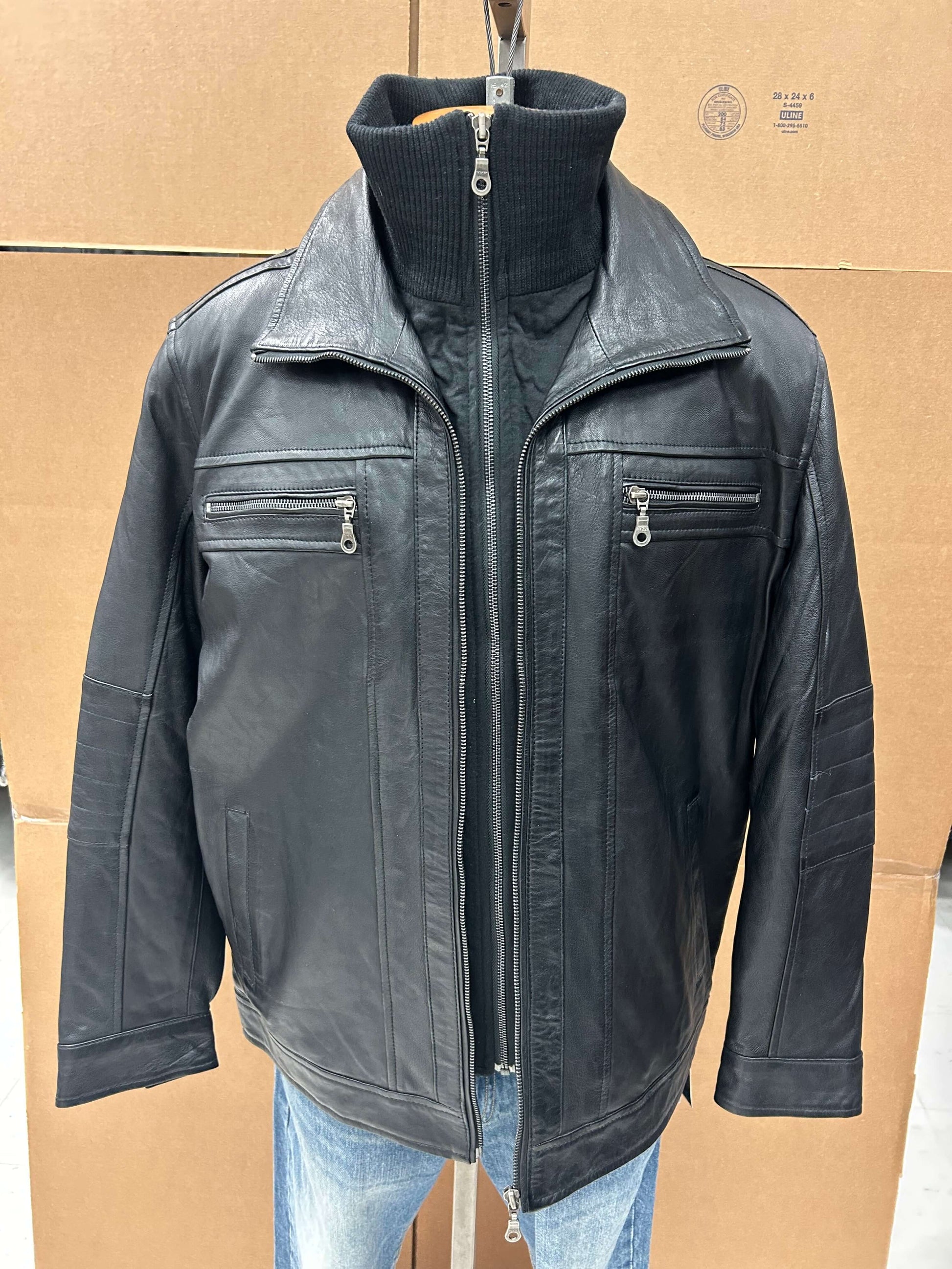 Men's black and brown genuine leather jacket M-213 Leather Outlet Canada