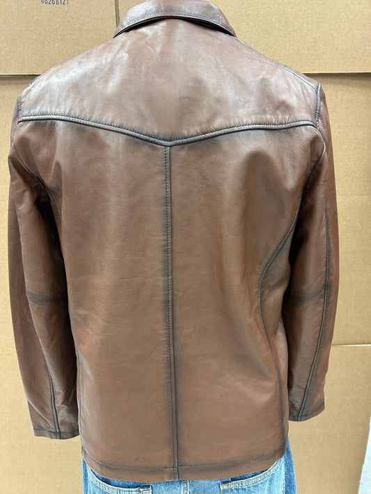 brown leather jacket